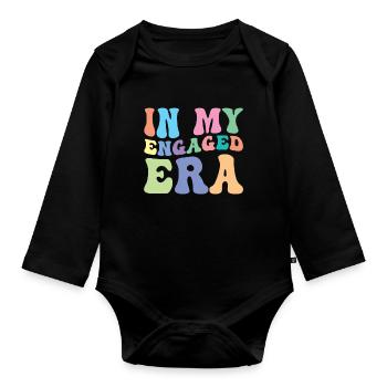 Engagement Retro Groovy Fiancée - Body Bébé bio manches longues - noir - Devant