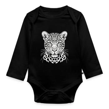 Beauté dangereuse : le portrait de léopard - Body Bébé bio manches longues - noir - Devant