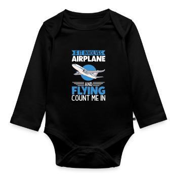 Pilot Aviation Airplane Airline Future Pilots - Organic Longsleeve Baby Bodysuit - black - Front