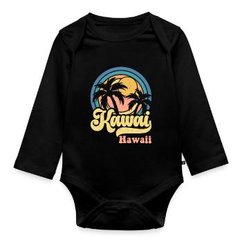 Hawaii - Baby Bio-Langarm-Body - Schwarz - Vorne