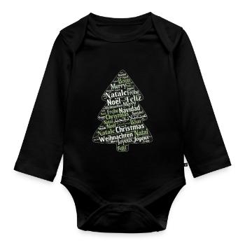 Arbre de Noël - Body Bébé bio manches longues - noir - Devant