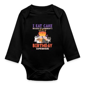 Eat Cake Somebody's Birthday Somewhere - Baby Bio-Langarm-Body - Schwarz - Vorne