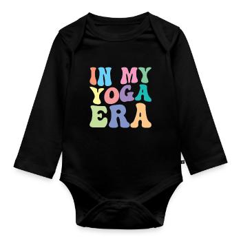 Yoga Retro Groovy In Meiner - Baby Bio-Langarm-Body - Schwarz - Vorne