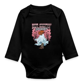 Halloween Cute Ghost Retro Western Funny Boot - Baby Bio-Langarm-Body - Schwarz - Vorne
