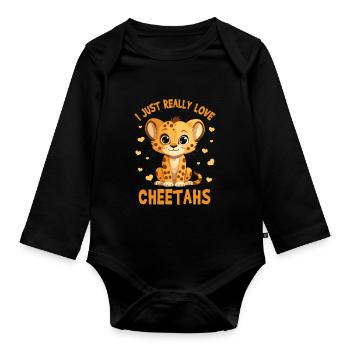 Ich liebe Geparden einfach - Baby Bio-Langarm-Body - Schwarz - Vorne