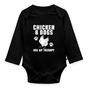 Chicken Dogs Farmer Farmer Dog Agriculture - Organic Longsleeve Baby Bodysuit - black - Front