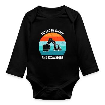 Excavator Excavator Driver Excavator Truck - Organic Longsleeve Baby Bodysuit - black - Front
