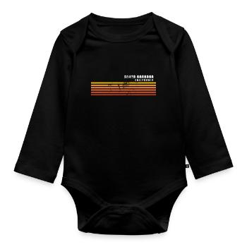 Retro Santa Barbara California Vintage Vacation - Organic Longsleeve Baby Bodysuit - black - Front