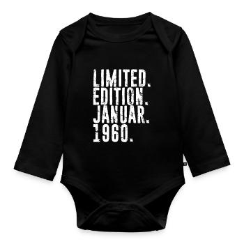Limited Edition Januar 1960 Geburtsjahr Geschenk 1 - Baby Bio-Langarm-Body - Schwarz - Vorne