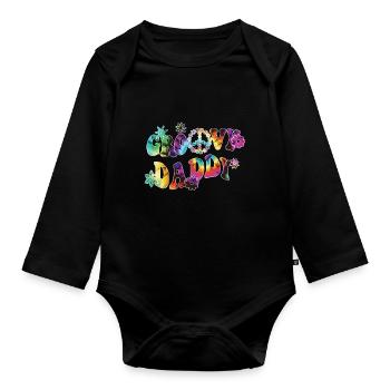 Retro Groovy Daddy Matching Family Birthday Party - Body Bébé bio manches longues - noir - Devant