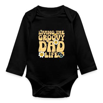 Retro Groovy Daddy Matching Family Birthday Party - Body Bébé bio manches longues - noir - Devant