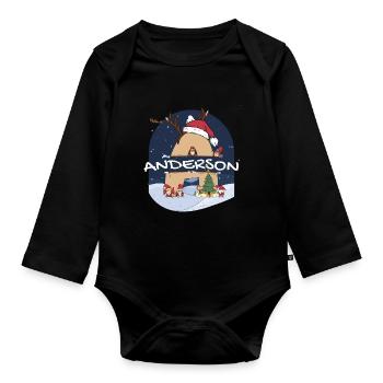 Awesome Anderson Name w Santa Hat dans le thème de Noël - Body Bébé bio manches longues - noir - Devant