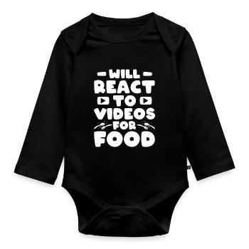 Reaction Streamer Video Reaktion Créateur de contenu - Body Bébé bio manches longues - noir - Devant
