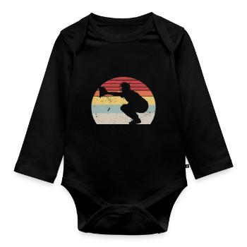 Baseballfänger Baseballspieler Pitcher - Baby Bio-Langarm-Body - Schwarz - Vorne