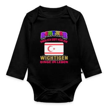 Rentner Rente Rentenbeginn Zypern - Baby Bio-Langarm-Body - Schwarz - Vorne