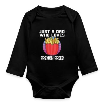 Lustige Pommes Lustig French Fries - Baby Bio-Langarm-Body - Schwarz - Vorne