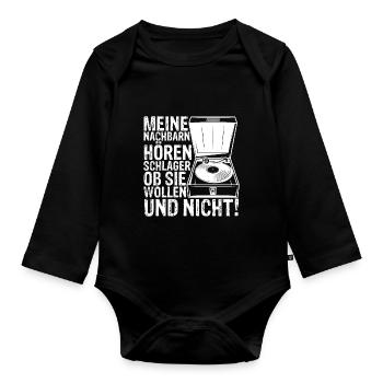 Schlager Schlagermusik Musik Schlagerparty Geschen - Baby Bio-Langarm-Body - Schwarz - Vorne