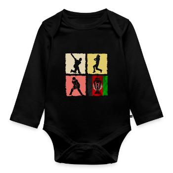 Afghanistan Cricket Support Afghanistan for World - Organic Longsleeve Baby Bodysuit - black - Front