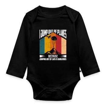 I Jump Out Of Planes Skydiving Skydiver - Organic Longsleeve Baby Bodysuit - black - Front