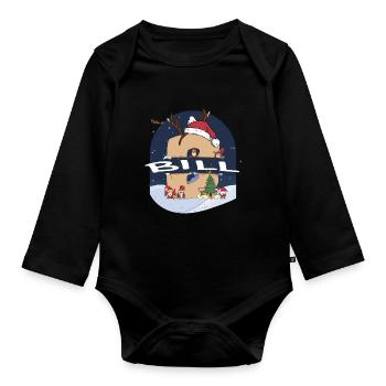 Nom de projet de loi génial avec Santa Hat dans le thème de Noël - Body Bébé bio manches longues - noir - Devant