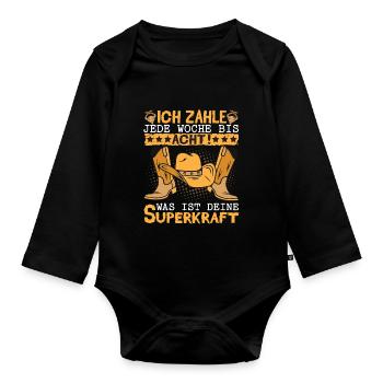 Line Dance Zähle jede Woche bis acht - Baby Bio-Langarm-Body - Schwarz - Vorne