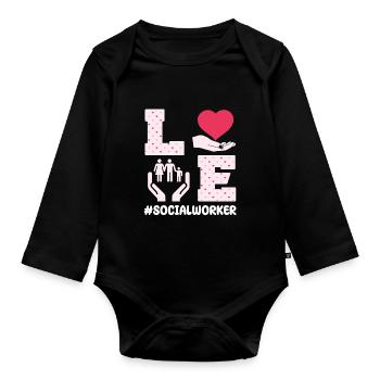 Beautiful School Social Worker Valentine's Day - Organic Longsleeve Baby Bodysuit - black - Front