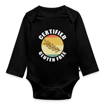 Zertifiziert glutenfrei - Baby Bio-Langarm-Body - Schwarz - Vorne