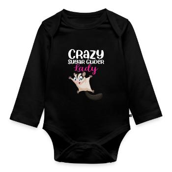 Sugar Glider Flying Squirrel - Organic Longsleeve Baby Bodysuit - black - Front