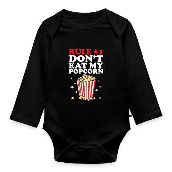 Rule Number One Don't Eat My Popcorn Theater Cinem - Baby Bio-Langarm-Body - Schwarz - Vorne