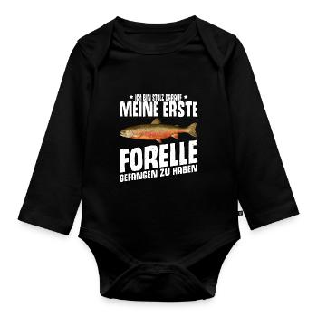 Forellen Angeln - Baby Bio-Langarm-Body - Schwarz - Vorne