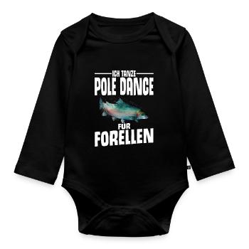 Forellen Angeln - Baby Bio-Langarm-Body - Schwarz - Vorne