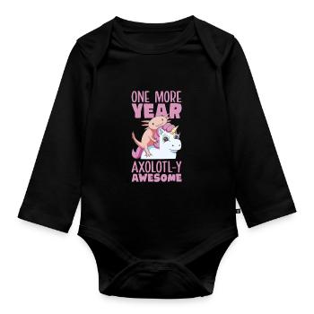 Axolotl Geburtstagsfeier - Baby Bio-Langarm-Body - Schwarz - Vorne