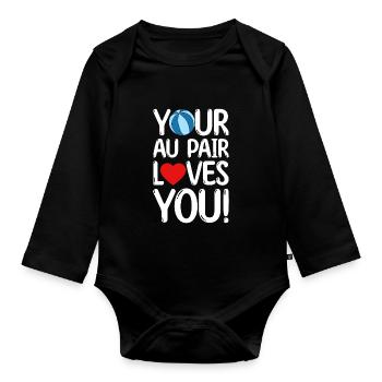 Au Pair Girl Kindergarten Nanny - Organic Longsleeve Baby Bodysuit - black - Front