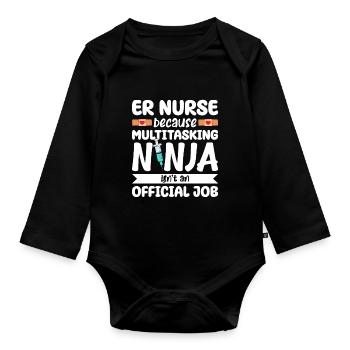 Funny Nurse Gifts - Organic Longsleeve Baby Bodysuit - black - Front