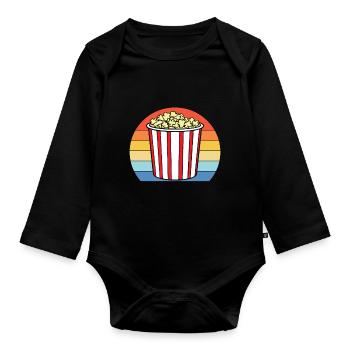 Popcorn Lover Cinema Movie Snack - Body Bébé bio manches longues - noir - Devant