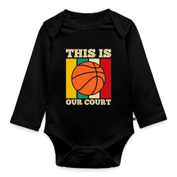 Basketball Basketballer - Baby Bio-Langarm-Body - Schwarz - Vorne