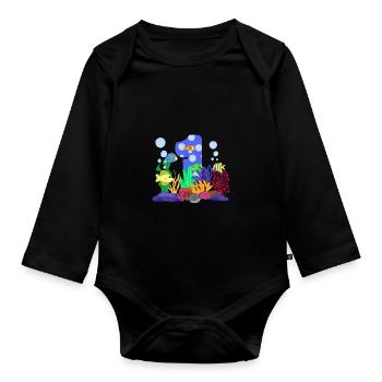Aquarium Fish Gift - Organic Longsleeve Baby Bodysuit - black - Front