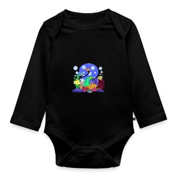 Aquarium Fish Gift - Organic Longsleeve Baby Bodysuit - black - Front