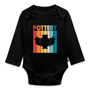 Pottery Pottery Pottery - Organic Longsleeve Baby Bodysuit - black - Front