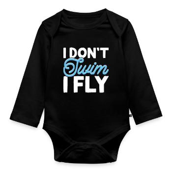 Swimming Swimmers - Organic Longsleeve Baby Bodysuit - black - Front