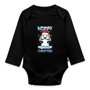 Noël houblonné - Body Bébé bio manches longues - noir - Devant