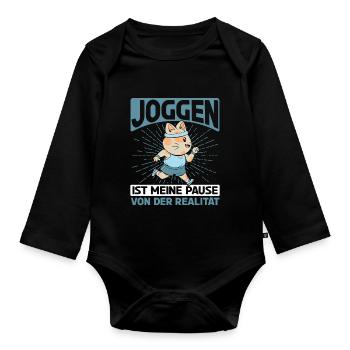 Jogging Läufer Joggen ist meine Pause - Baby Bio-Langarm-Body - Schwarz - Vorne