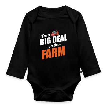 Je suis un gros problème à la ferme - Body Bébé bio manches longues - noir - Devant