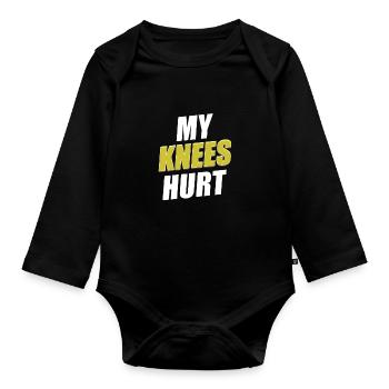 Meine Knie Schmerzen Lustige Verletzung - Baby Bio-Langarm-Body - Schwarz - Vorne