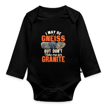 Lustiger Gesteinssammler Gneis Gestein - Baby Bio-Langarm-Body - Schwarz - Vorne