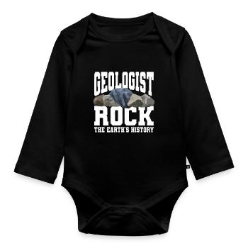 Drôle de géologue Vêtements Géologie - Body Bébé bio manches longues - noir - Devant