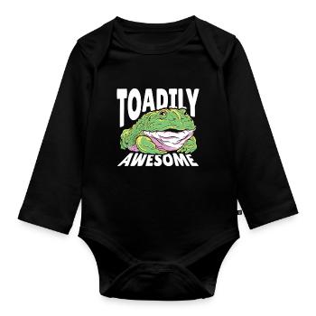 Frog Lover Toadily Awesome Amphibian Frog - Organic Longsleeve Baby Bodysuit - black - Front
