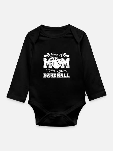 Baseball Baseball Mama - Baby Bio-Langarm-Body - Schwarz