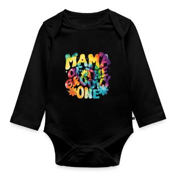 Groovy Mutter Passende Familie Am 1. Geburtstag - Baby Bio-Langarm-Body - Schwarz - Vorne