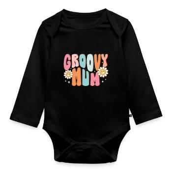 Groovy Mutter Passende Familie Am 1. Geburtstag - Baby Bio-Langarm-Body - Schwarz - Vorne
